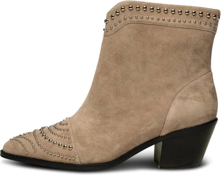 Shoe the Bear Annika Western Stud Suède Laarzen Taupe Beige Dames