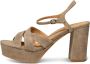 Shoe the Bear Chunky Hak Nova Strap Suède Taupe Beige Dames - Thumbnail 1