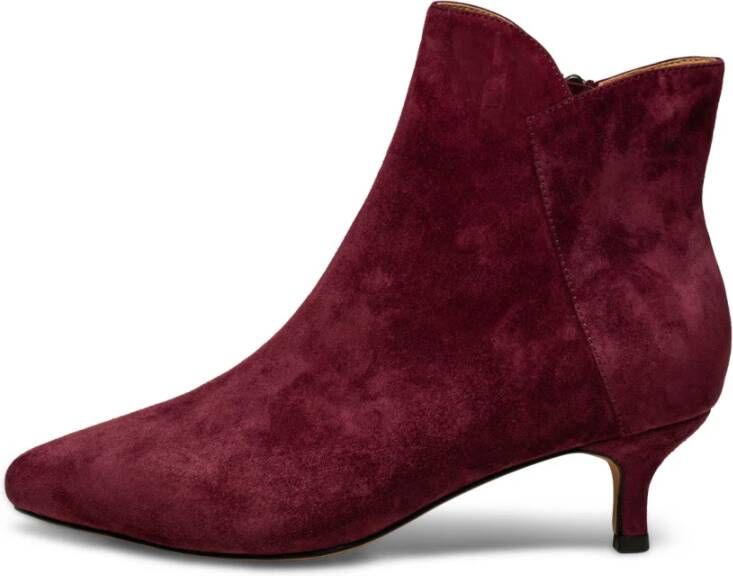 Shoe the Bear Elegante Suède Enkellaars Bordeaux Rood Dames