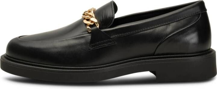 Shoe the Bear Gladleren loafer met gouden kettingdetail Black Dames