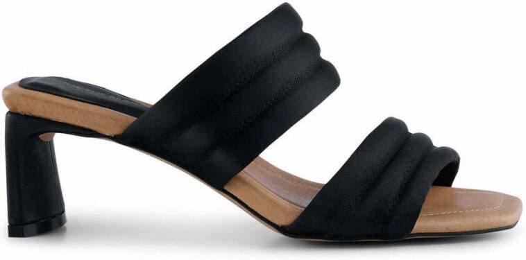 Shoe the Bear Sylvi Padded Strap Mule Zwart Satijn Black Dames