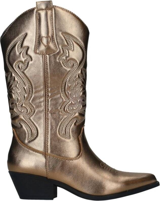 Shoecolate Western Laars Metallic Gouden Kleur Yellow Dames