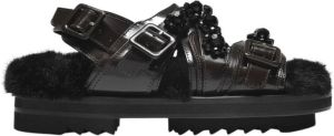 Simone Rocha Multi-strakke track sandaal in zwart jet leer Zwart Dames