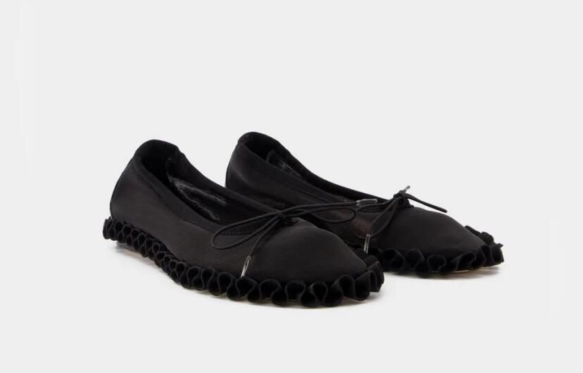 Simone Rocha Tutu Frill Ballerinas Mesh Black in zwart