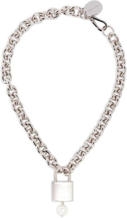 Simone Rocha Zilveren hangslot hanger met parelversiering