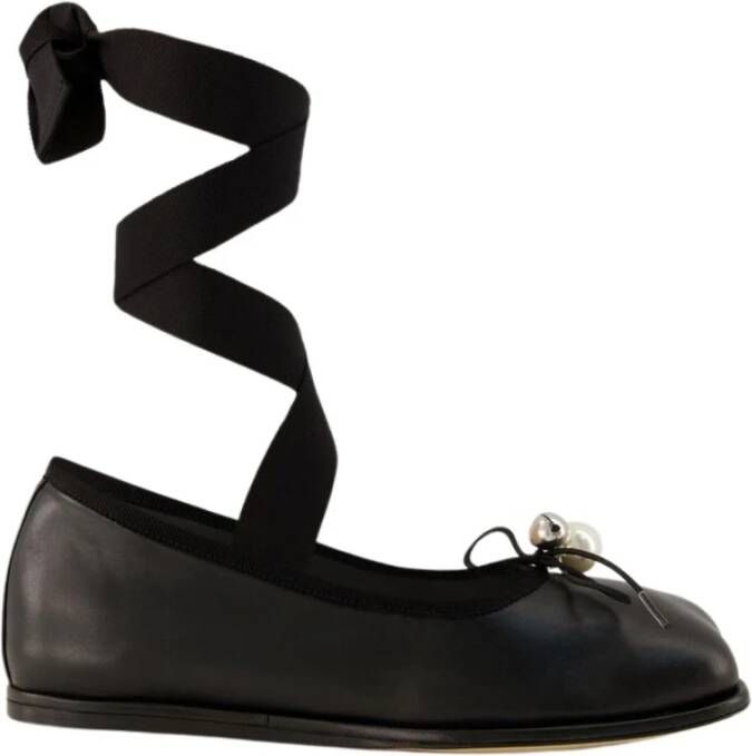 Simone Rocha Zwarte Leren Heart Toe Ballerina Black Dames