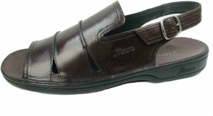 Sioux Braun Platte Sandalen