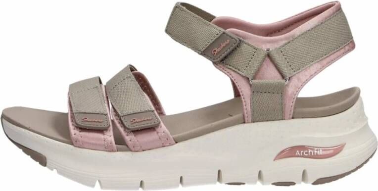 Skechers Comfortabele Open Teen Sandaal Fresh Bloom Beige Dames