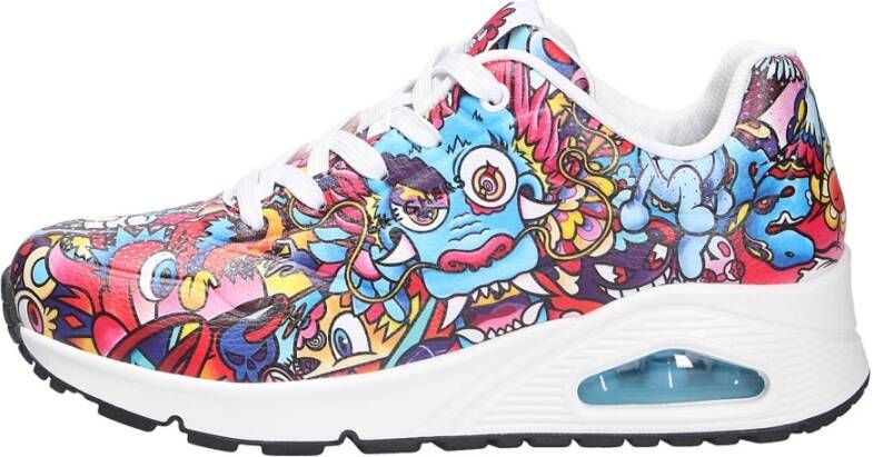 Skechers Uno Vexx Color Doodle Sneakers rood Dames
