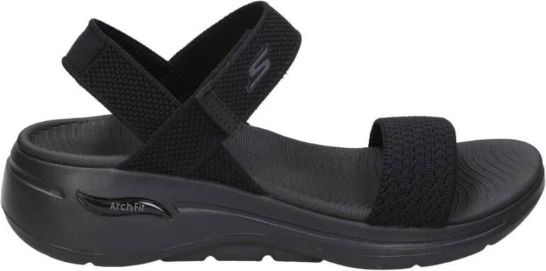 Skechers Zwarte Sandalen met Stoffen Voering Black Dames