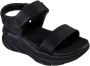 Skechers Zwarte Plateau Velcro Platte Sandalen Black Dames - Thumbnail 2