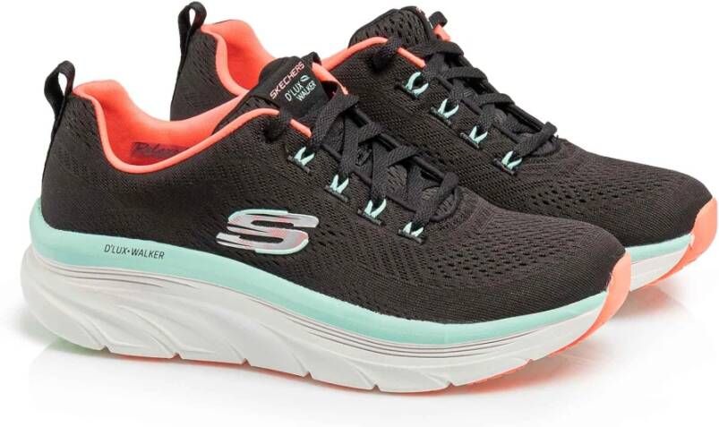 Skechers Stretch Gebreide Memory Foam Sneakers Black Dames