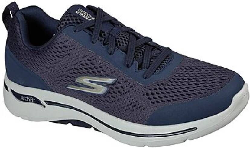 Skechers Blauwe Mesh Sneakers met Ondersteuning en Arch Fit Blauw Heren