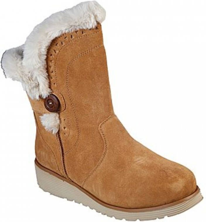Skechers Keepsakes Wedge Cozy Peak Dames Winter Laarzen Boots Gevoerd Leer Bruin 49811-TAN - Foto 2