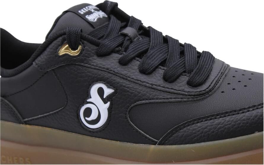 Skechers Duraleather Lace Up Snoop Cupsole Sneaker Mannen Zwart Sneakers - Foto 3