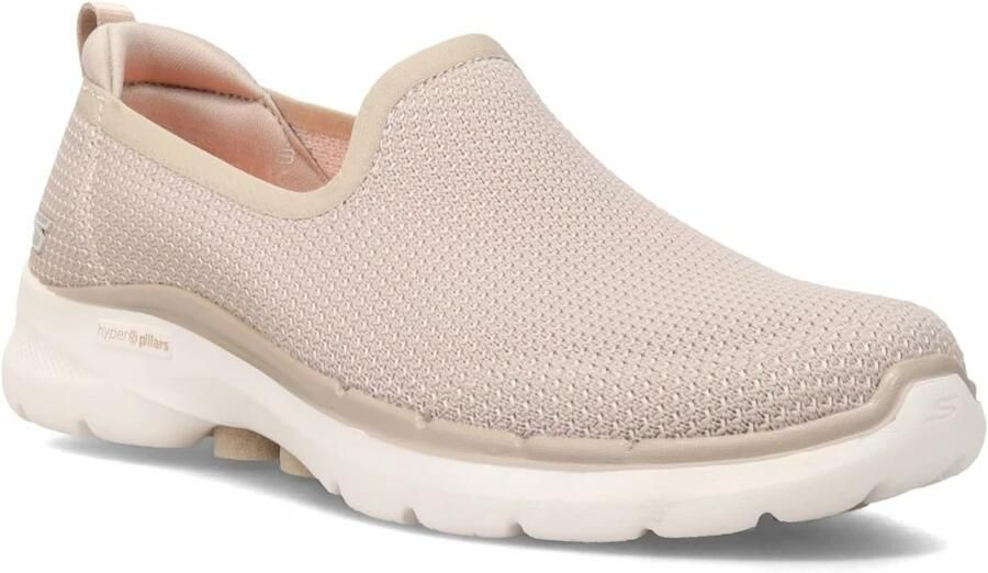 Skechers Go Walk 6 Clear Virtue 124505-NAT Vrouwen Beige Sneakers Sportschoenen
