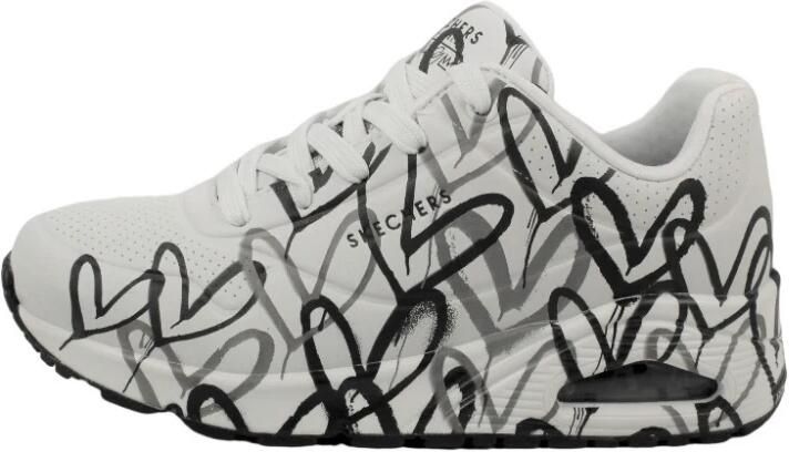 Skechers Sneakers met sleehak UNO-SPREAD THE LOVE Vrijetijdsschoen lage schoen veterschoen met coole graffiti-print - Foto 4