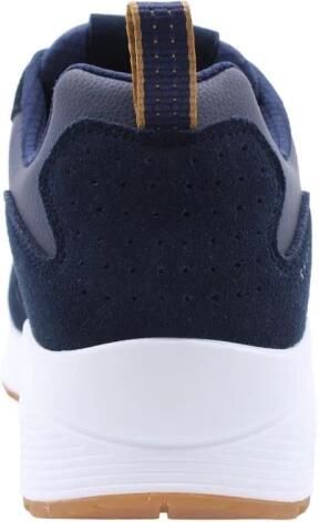 Skechers Blauwe Suède Casual Sneaker met Air-cooled Memory Foam Blauw Heren