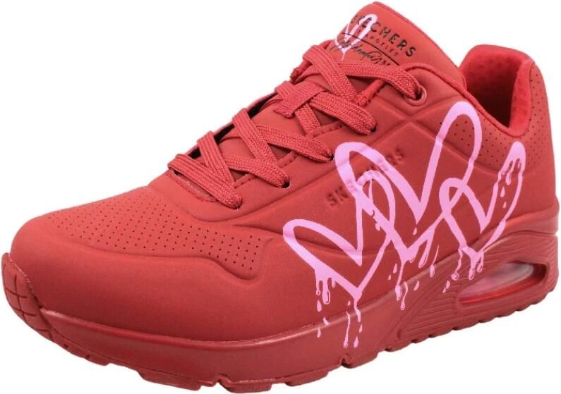 Skechers Sneakers UNO DRIPPING IN LOVE met hart-graffiti-print vrijetijdsschoen lage schoen veterschoen - Foto 3