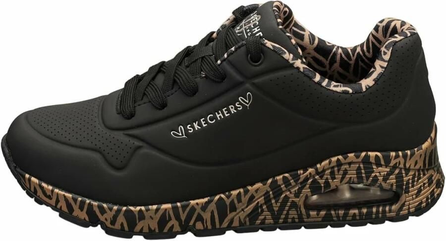 Skechers Sneakers met sleehak UNO-LOVING LOVE Vrijetijdsschoen lage schoen veterschoen met coole graffiti-print