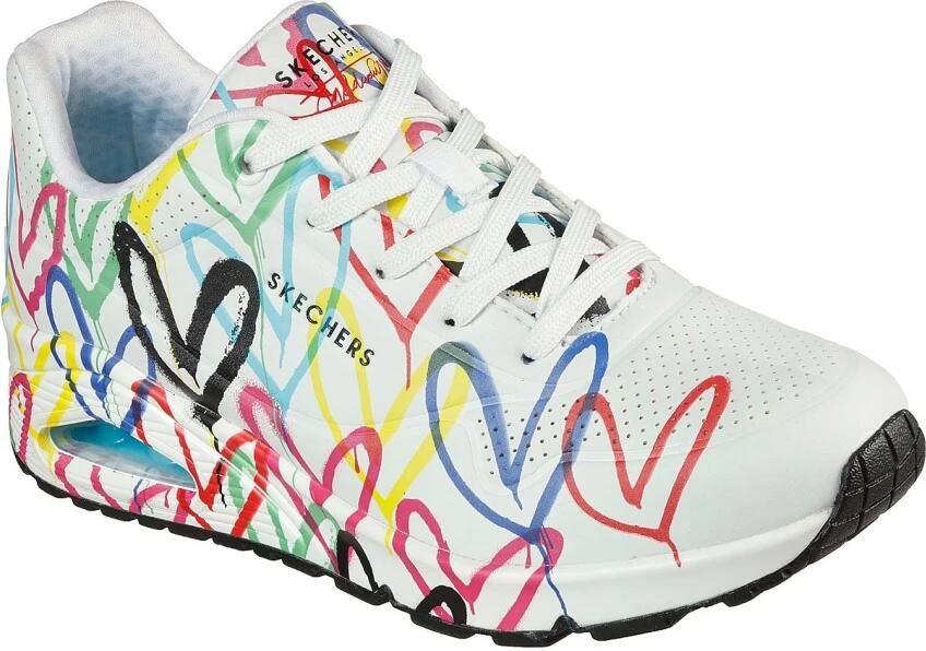 Skechers Sneakers met sleehak UNO-SPREAD THE LOVE Vrijetijdsschoen lage schoen veterschoen met coole graffiti-print - Foto 6