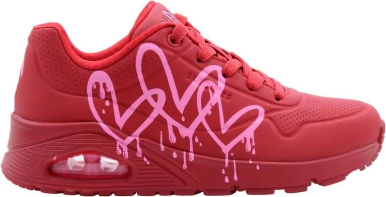 Skechers Uno Goldcrown Dripping Heart Sneaker Dames Rood Roze