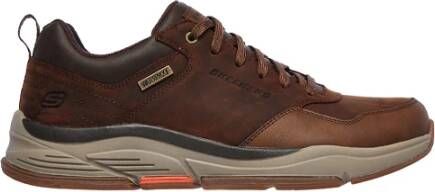 Skechers Waterdichte Donkerbruine Leren Sneakers Brown