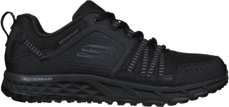 Skechers Waterdichte Zwarte Sneakers Platte Zool Veters Black Heren