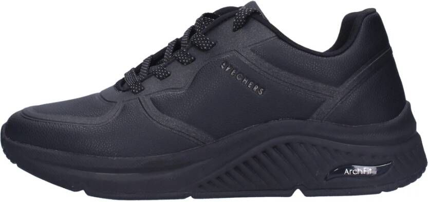 Skechers Sportieve Leren Sneaker met Arch Support Black Dames