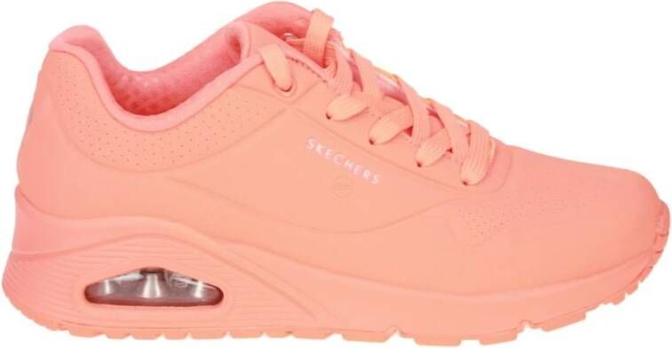 Skechers Stijlvolle Oranje Synthetisch Leren Sneakers Roze Dames