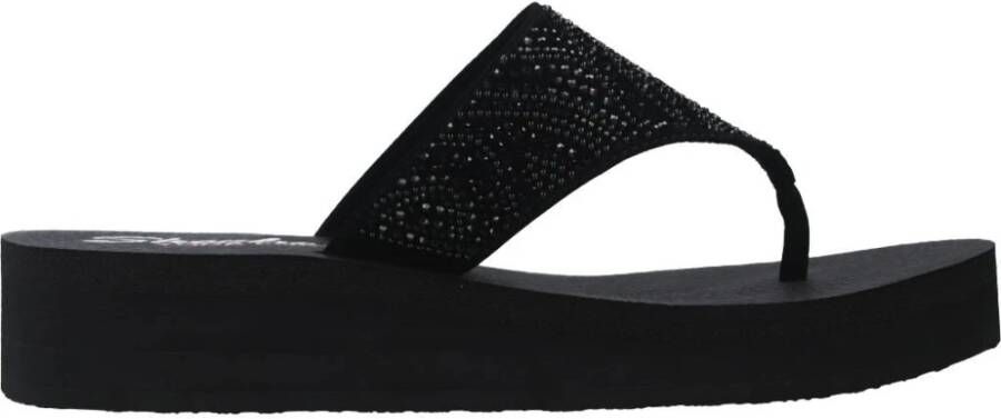 Skechers Stone Candy Flip Flops Sliders Black Dames