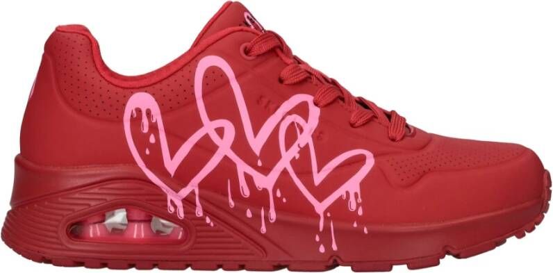 Skechers Uno Goldcrown Dripping Heart Sneaker Dames Rood Roze