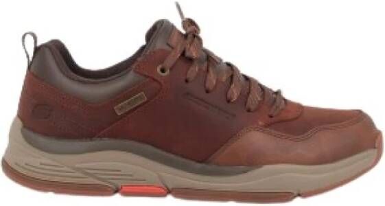 Skechers Waterdichte Donkerbruine Leren Sneakers Brown
