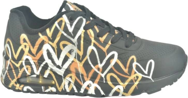 Skechers Zwart Metallic Hartjes N. AirZ Sneakers Grijs Dames