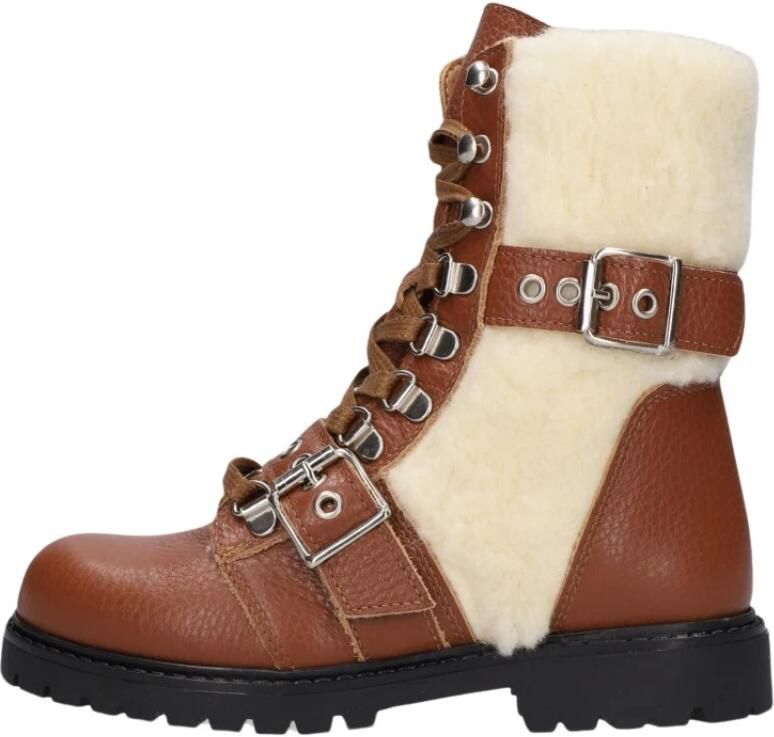 So Jamie Bruin Tinten Cosy Veterboots Laarzen Met Veters Meisjes Cognac - Foto 3