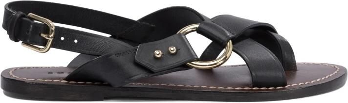 Soeur Zwarte sandalen met kruisbanden en goudkleurige hardware