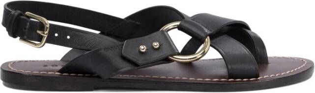 Soeur Zwarte sandalen met kruisbanden en goudkleurige hardware