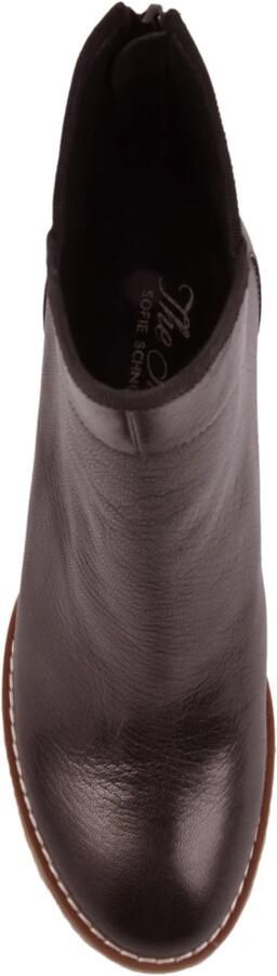 Sofie Schnoor Donkerbruine leren laarzen met contrasterende hak