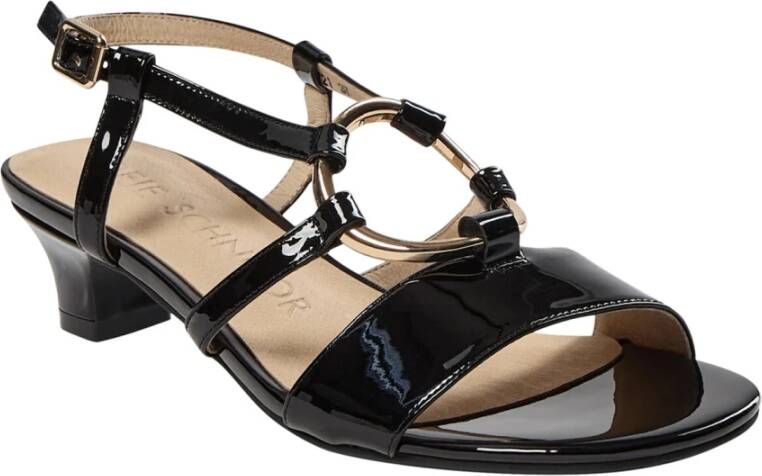 Sofie Schnoor Zwarte Stiletto Sandalen met Gouden Ring