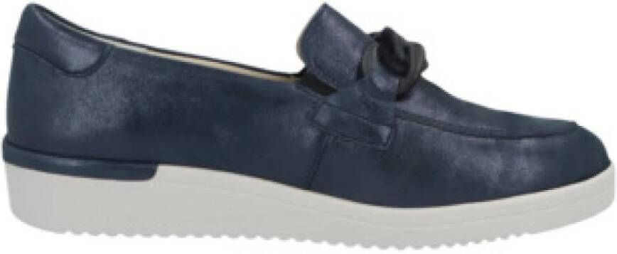 Solidus Blauwe dames mocassins comfortabel ontwerp