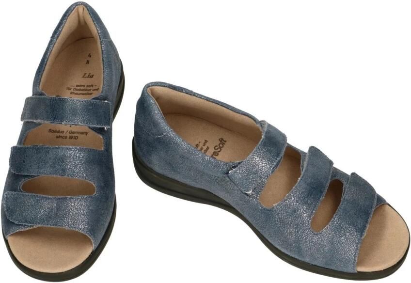 Solidus Solid 80369 Blauwe dames sandaal met dichte hiel wijdte H - Foto 2