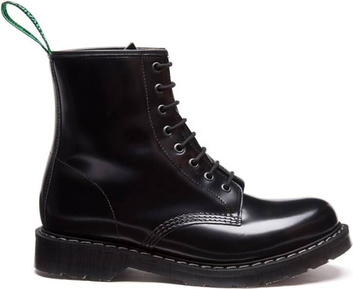 Solovair 8 Eye Derby Schoenen Zwart Hoogglans Black Heren