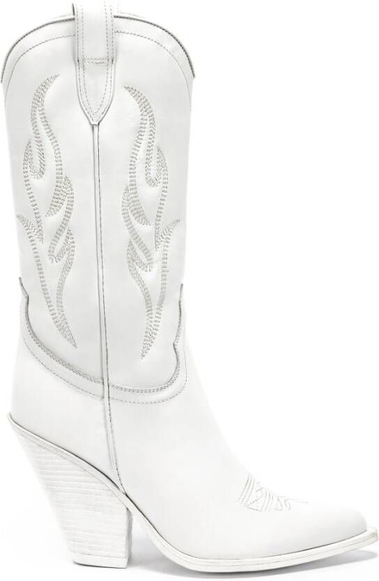 Sonora Cowboy laarzen van wit kalfsleer met borduurwerk White Dames
