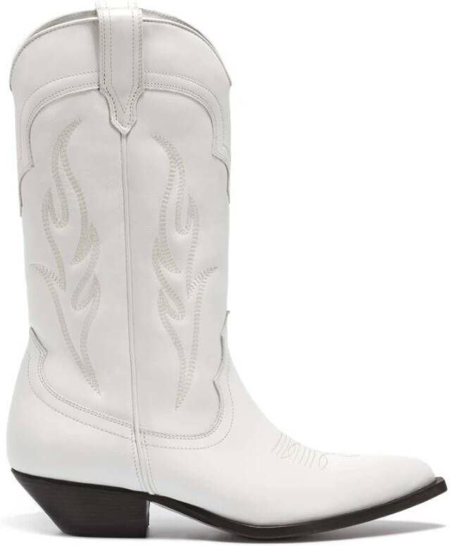 Sonora Witte kalfsleren cowboy laarzen met borduurwerk White Dames