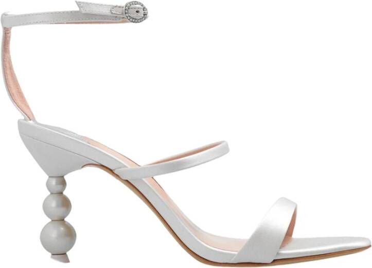 Sophia Webster Ivoor Satijnen Sandalen met Parelhakken White Dames