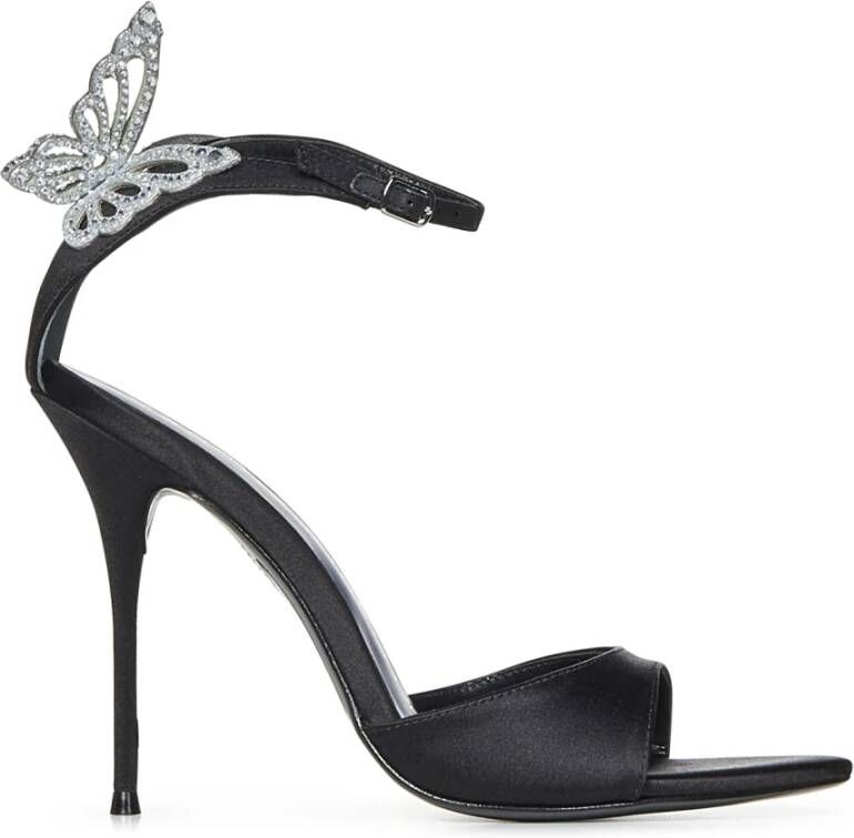Sophia Webster Zwarte Aura Stiletto Sandalen Kristal Vlinder