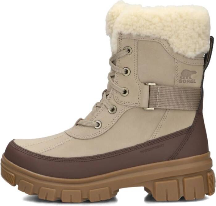 Sorel Taupe Stijlvolle Winterlaarzen met Teddy Kraag
