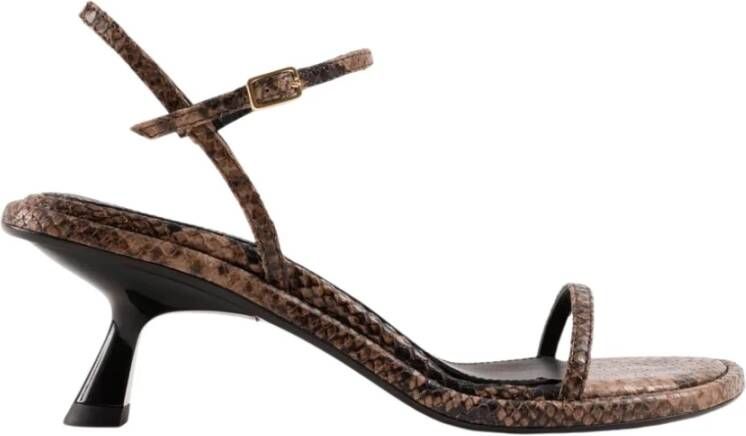 Souliers Martinez Python Leren Sandalen Brown Dames