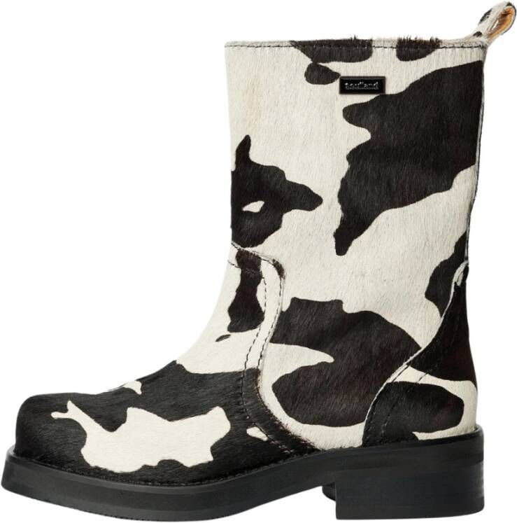 Soulland Ponyskin Mid-Calf Square Toe Laarzen White Dames