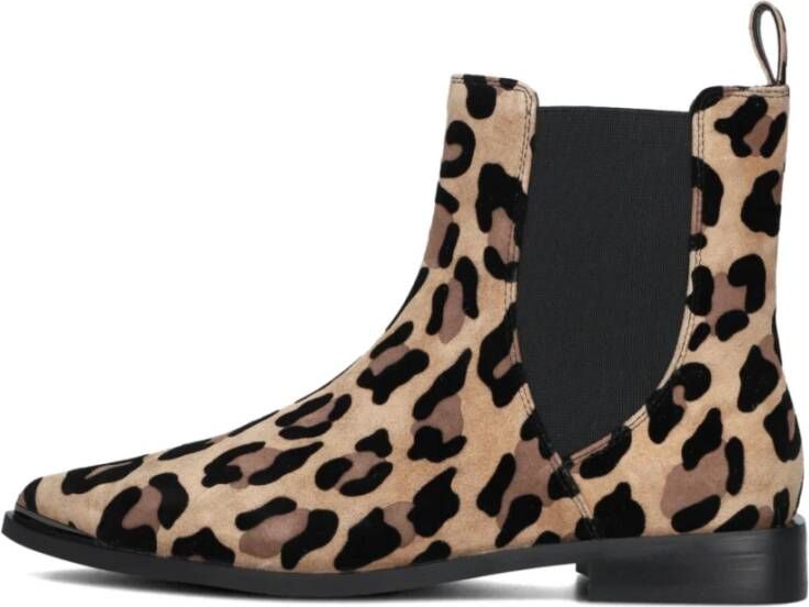 Stefano Lauran Beige Chelsea Boots met panterprint
